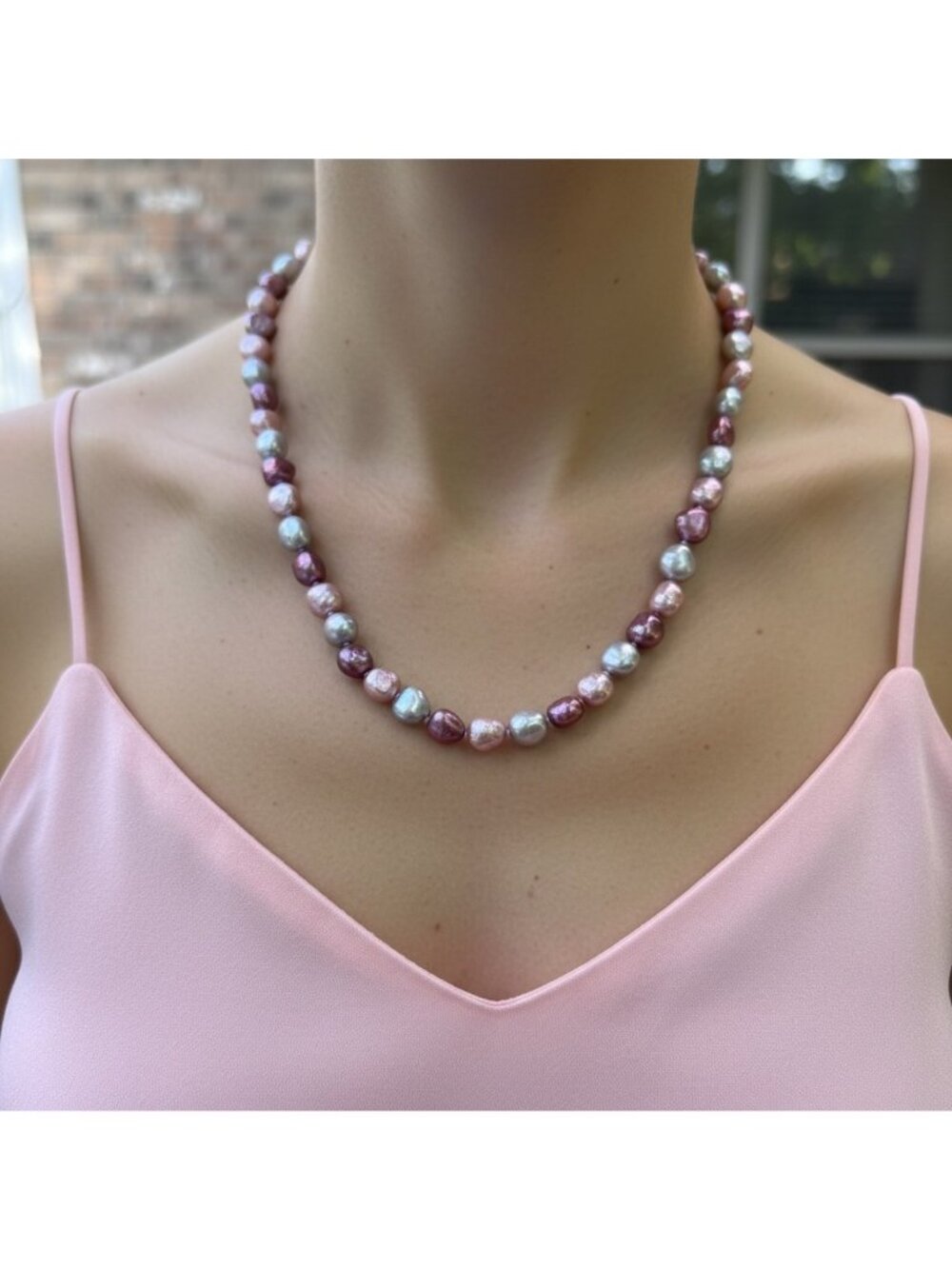 Vintage IPS Cultured Pearl Necklace & Bracelet 925 Set Multicolor Baroque Pearls - Picture 2 of 12